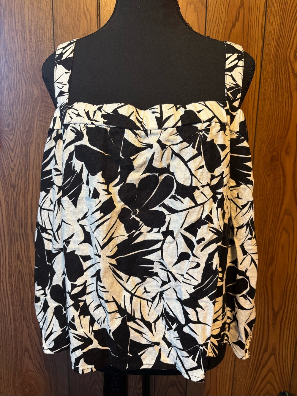 Michael Kors Black and White Floral Tank Top